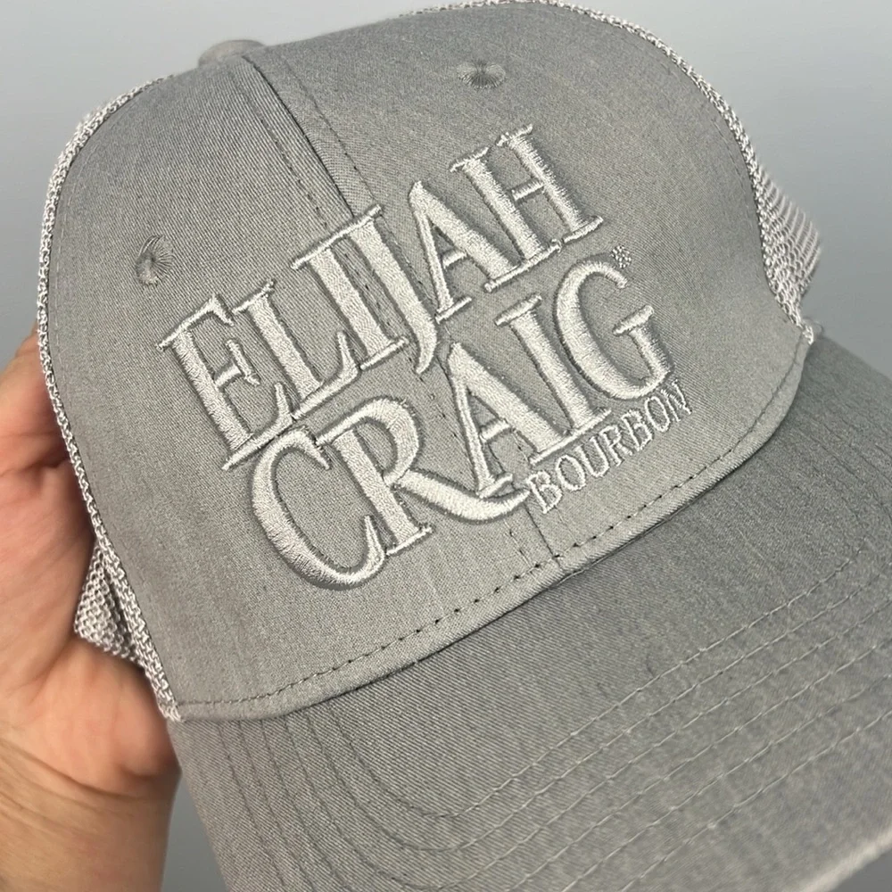 Elijah Craig Bourbon whiskey grey embroidered snap back hat